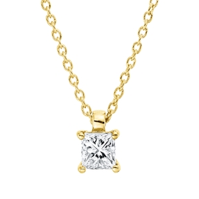 Solitaire Collier aus 750 Gelbgold Diamant Prinzess-Schliff 0,26ct TW-SI L:45cm