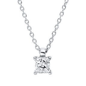 Solitaire Collier aus 750 Weißgold Diamant Prinzess-Schliff 0,25ct TW-SI L:45cm Solitaire Collier aus 750 Weißgold Diamant Prinzess-Schliff 0,25ct TW-SI L:45cm