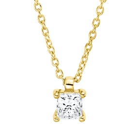 Solitaire Collier aus 750 Gelbgold Diamant Prinzess-Schliff 0,2ct TW-SI L:45cm Solitaire Collier aus 750 Gelbgold Diamant Prinzess-Schliff 0,2ct TW-SI L:45cm