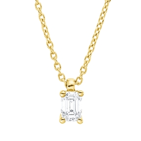 Solitaire Collier aus 750 Gelbgold Diamant Smaragd-Schliff 0,2ct TW-SI L:45cm