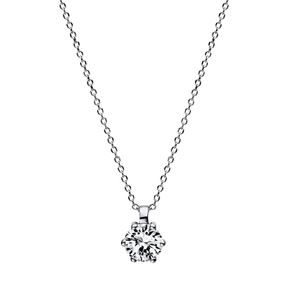 Solitaire Collier aus 585 Gold Weißgold Brillant 0,25ct TW-SI L:42cm 6er-Krappe