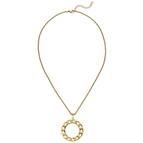 Collier Erbskette mit Anhänger Kreis Ø 32,8mm aus Edelstahl goldfarben 42-46cm