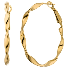 Ohrringe Creolen gewellt Ø 41mm aus Edelstahl goldfarben Klappmechanik Ohrringe Creolen gewellt Ø 41mm aus Edelstahl goldfarben Klappmechanik