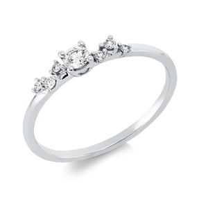 Ring aus 750 Weißgold 6 Brillanten 0,05ct TW-SI 1 Brillant 0,1ct TW-SI B:3,2mm