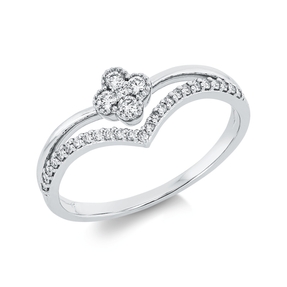 Ring aus 750 Gold Weißgold 30 Diamanten 0,2ct TW-SI B:7,5mm