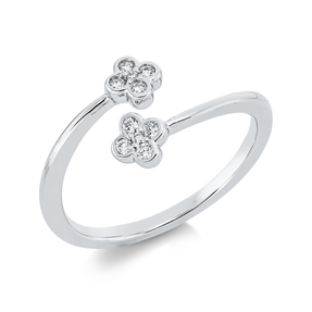 Ring offen aus 750 Gold Weißgold 10 Brillanten 0,1ct TW-SI B:9,4mm
