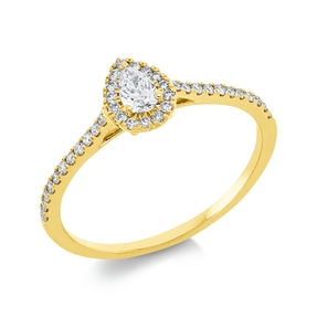 Ring Tropfen aus 750 Gold Gelbgold 38 Diamanten 0,31ct TW-SI B:6,9mm