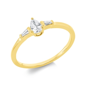 Ring Tropfen aus 750 Gold Gelbgold 3 Diamanten 0,25ct TW-SI B:5,2mm