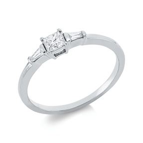 Ring aus 750 Gold Weißgold 3 Diamanten 0,25ct TW-SI B:3,9mm