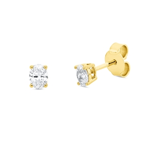 Solitaire Ohrstecker aus 750 Gelbgold 2 Diamanten Oval-Schliff 0,38ct TW-SI 4,2x3mm Solitaire Ohrstecker aus 750 Gelbgold 2 Diamanten Oval-Schliff 0,38ct TW-SI 4,2x3mm