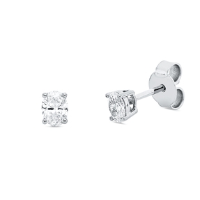 Solitaire Ohrstecker 750 Weißgold 2 Diamanten Oval-Schliff 0,38ct TW-SI 4,2x3mm
