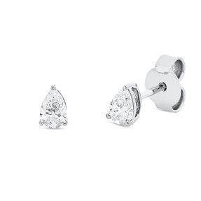 Solitaire Ohrstecker Tropfen 750 Weißgold 2 Diamanten Tropfen-Schliff 0,38ct TW-SI