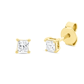 Solitaire Ohrstecker 750 Gelbgold 2 Diamanten Prinzess-Schliff 0,36ct TW-SI 4x4mm Solitaire Ohrstecker 750 Gelbgold 2 Diamanten Prinzess-Schliff 0,36ct TW-SI 4x4mm