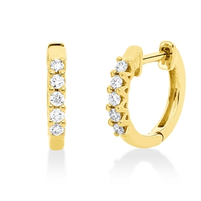 Creolen aus 750 Gold Gelbgold 10 Brillanten 0,19ct TW-SI 13,9x2,3mm