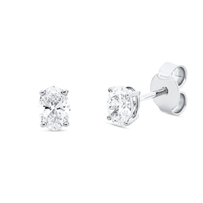 Solitaire Ohrstecker aus 750 Gold Weißgold 2 Diamanten 0,61ct D-VS1 4er-Krappe