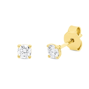 Solitaire Ohrstecker aus 750 Gelbgold 2 Brillanten 0,4ct TW-SI 3,5x3,5mm 4er-Krappe Solitaire Ohrstecker aus 750 Gelbgold 2 Brillanten 0,4ct TW-SI 3,5x3,5mm 4er-Krappe