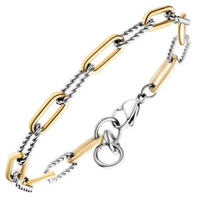 6,3mm Paper-Clip Armband aus Edelstahl goldfarben 19,5-21,5cm Armschmuck