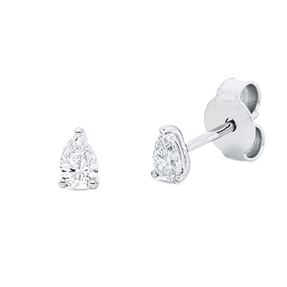 Solitaire Ohrstecker Tropfen 750 Weißgold 2 Diamanten Tropfen-Schliff 0,28ct TW-SI
