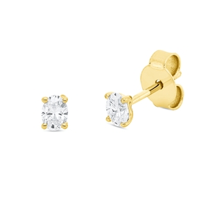 Solitaire Ohrstecker 750 Gelbgold 2 Diamanten Oval-Schliff 0,32ct TW-SI 3,8x2,7mm Solitaire Ohrstecker 750 Gelbgold 2 Diamanten Oval-Schliff 0,32ct TW-SI 3,8x2,7mm