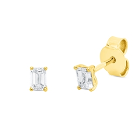Solitaire Ohrstecker 750 Gelbgold 2 Diamanten Smaragd-Schliff 0,41ct TW-SI 4x2,9mm Solitaire Ohrstecker 750 Gelbgold 2 Diamanten Smaragd-Schliff 0,41ct TW-SI 4x2,9mm