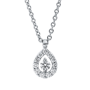 Collier Tropfen aus 750 Gold Weißgold 12 Brillanten 0,09ct TW-SI L:42cm Collier Tropfen aus 750 Gold Weißgold 12 Brillanten 0,09ct TW-SI L:42cm