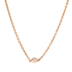 Collier aus 750 Gold Rotgold 5 Brillanten 0,14ct I-SI L:40,6cm Zarge