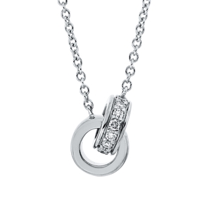 Collier 2 Ringe aus 750 Gold Weißgold 15 Brillanten 0,07ct TW-SI L:42cm