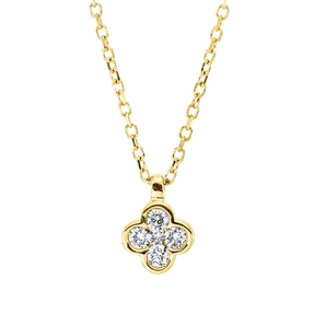 Collier aus 750 Gelbgold 4 Brillanten 0,09ct TW-SI 1 Brillant 0,01ct TW-SI L:45cm