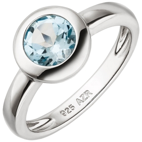 Ring Damenring aus 925 Silber rhodiniert mit Blautopas sky-blue Breite 10mm Ring Damenring aus 925 Silber rhodiniert mit Blautopas sky-blue Breite 10mm