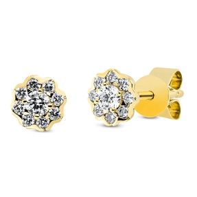 Ohrstecker Blumen aus 750 Gold Gelbgold 18 Brillanten 0,22ct TW-SI Ø5,1mm
