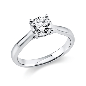 Solitaire Ring aus 585 Gold Weißgold Brillant 1ct TW-SI B:3,2mm 4er-Krappe