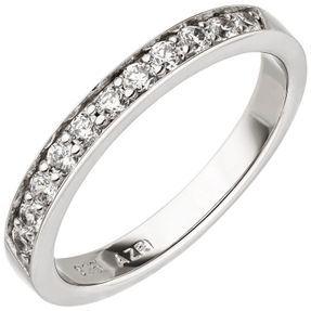 Ring Damenring aus 925 Silber rhodiniert mit 11 Zirkonia Breite 2,8mm Silberring Ring Damenring aus 925 Silber rhodiniert mit 11 Zirkonia Breite 2,8mm Silberring