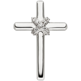 Anhänger Kreuz 28,5x19mm aus 925 Silber mit 9 Zirkonia Kreuzanhänger