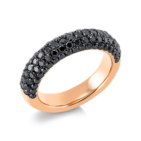 Pavé Ring aus 750 Gold Rotgold 96 Brillanten 1,81ct schwarz B:5,2mm