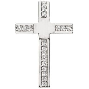 Anhänger Kreuz 29x19,2mm 925 Silber teil-mattiert 18 Zirkonia Silberanhänger