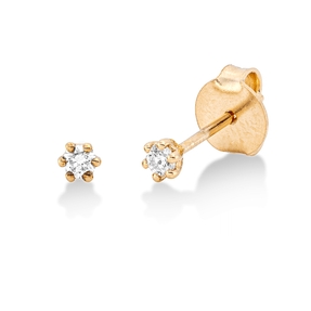 Solitaire Ohrstecker aus 750 Gold Gelbgold 2 Brillanten 0,1ct TW-SI 6er-Krappe