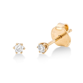 Solitaire Ohrstecker aus 750 Gold Gelbgold 2 Brillanten 0,1ct TW-SI 6er-Krappe