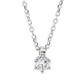 Solitaire Collier aus 750 Gold Weißgold Brillant 0,14ct TW-SI L:45cm 6er-Krappe