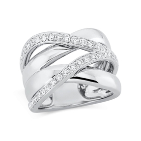 Ring in 750 white gold with 36 brilliant-cut diamonds 0.74 ct TW-SI, width: 13.7 mm Ring in 750 white gold with 36 brilliant-cut diamonds 0.74 ct TW-SI, width: 13.7 mm