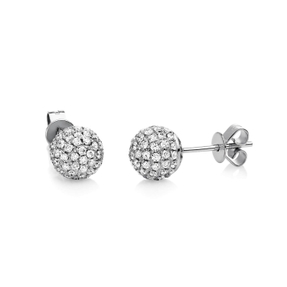 Pavé Ohrstecker Kugel aus 750 Weißgold 128 Brillanten 0,93ct TW-SI Ø7,3mm