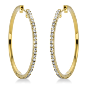 Creolen aus 750 Gold Gelbgold 56 Brillanten 0,51ct TW-SI 29,5x1,4mm