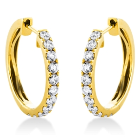 Creolen aus 750 Gold Gelbgold 22 Brillanten 0,89ct TW-SI 20x2,4mm