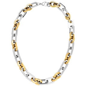 13,7mm Kette Collier Halskette aus Edelstahl goldfarben beschichtet 50-51cm