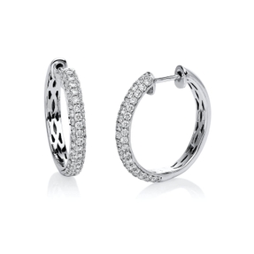 Pavé Creolen aus 750 Weißgold 104 Brillanten 0,94ct TW-SI 19,9x2,8mm Pavé Creolen aus 750 Weißgold 104 Brillanten 0,94ct TW-SI 19,9x2,8mm