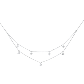 Collier 2-reihig aus 750 Gold Weißgold 28 Brillanten 0,5ct W-SI L:45cm