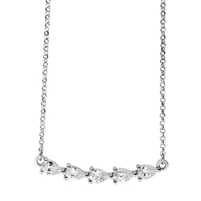 Collier aus 750 Weißgold 5 Diamanten Tropfen-Schliff 0,46ct TW-SI L:43,2cm