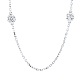 Collier aus 750 Gold Weißgold 12 Brillanten 0,57ct TW-SI L:45cm Zarge