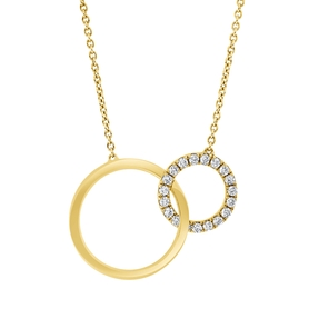 Collier 2 Kreise aus 585 Gold Gelbgold 19 Brillanten 0,16ct I-SI L:45,7cm