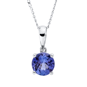 Collier aus 585 Gold Weißgold Tansanit 1,47ct blau L:45,7cm