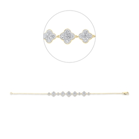 Armband Kleeblätter aus 585 Gelbgold 65 Diamanten 0,66ct TW-SI B:7,9mm L:17,8cm